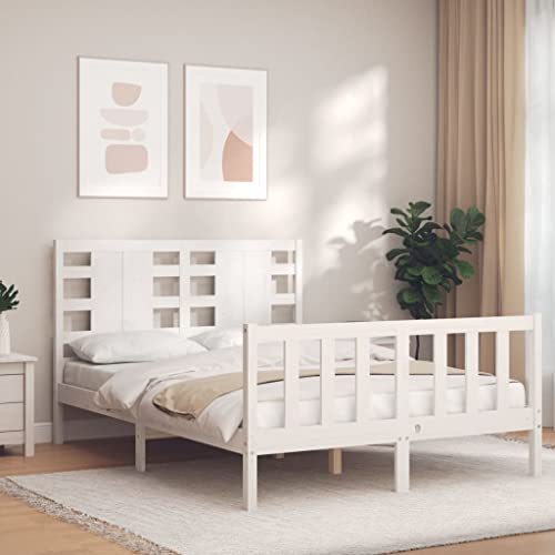 AJJHUUKI Bettgestell ohne Matratze, weiß, kleines Doppelbett, Massivholz, Kiefernmöbel, Betten und Zubehör, Betten und Bettgestelle AJJHUUKI Bettgestell ohne Matratze, weiß, kleines Doppelbett, Massivholz, Kiefernmöbel, Betten und Zubehör, Betten und Bettgestelle von AJJHUUKI