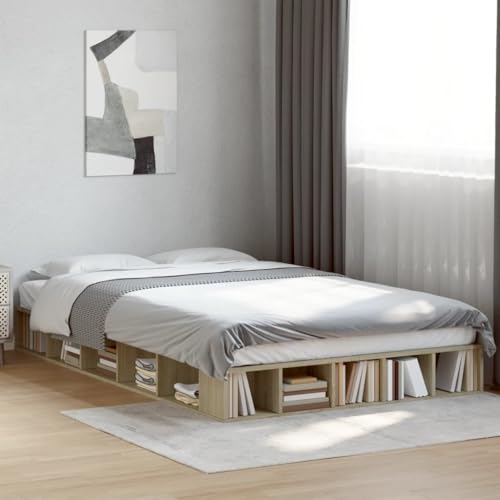 AJJHUUKI Bettgestell ohne Matratze Sonoma Eiche 135x190 cm Doppel-Möbelmöbel, Betten & Zubehör, Betten & Bettrahmen AJJHUUKI Bettgestell ohne Matratze Sonoma Eiche 135x190 cm Doppel-Möbelmöbel, Betten & Zubehör, Betten & Bettrahmen von AJJHUUKI