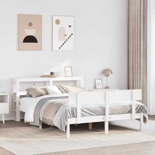 AJJHUUKI Bettgestell ohne Matratze Weiß 120x190 cm kleines Doppelbett Massivholz Kiefer Möbel Betten & Zubehör Betten & Bettrahmen von AJJHUUKI
