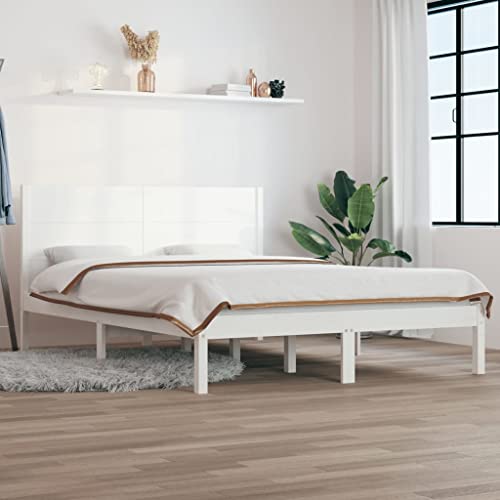 AJJHUUKI Bettgestell ohne Matratze Weiß 140x190 cm Massivholz Kiefer Möbel Betten & Zubehör Betten & Bettrahmen AJJHUUKI Bettgestell ohne Matratze Weiß 140x190 cm Massivholz Kiefer Möbel Betten & Zubehör Betten & Bettrahmen von AJJHUUKI