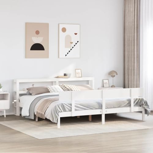 AJJHUUKI Bettgestell ohne Matratze Weiß 180x200 cm Super King Massivholz Kiefer Möbel Betten & Zubehör Betten & Bettrahmen von AJJHUUKI