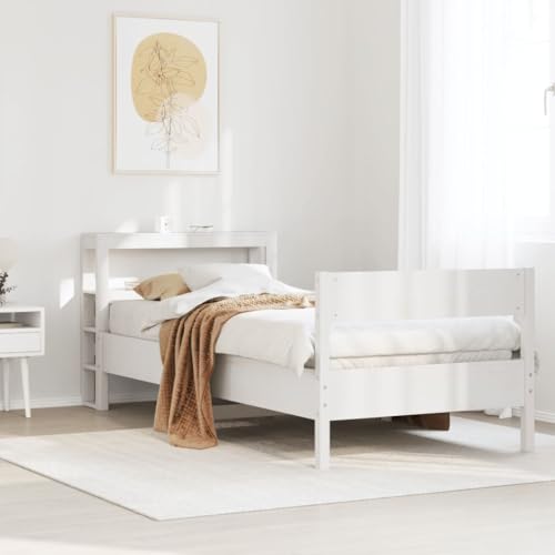 AJJHUUKI Bettgestell ohne Matratze Weiß 75x190 cm klein Einzelbett Massivholz Kiefer Möbel Betten & Zubehör Betten & Bettrahmen AJJHUUKI Bettgestell ohne Matratze Weiß 75x190 cm klein Einzelbett Massivholz Kiefer Möbel Betten & Zubehör Betten & Bettrahmen von AJJHUUKI