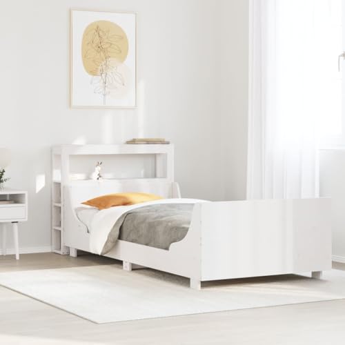 AJJHUUKI Bettgestell ohne Matratze Weiß 75x190 cm klein Einzelbett Massivholz Kiefer Möbel Betten & Zubehör Betten & Bettrahmen von AJJHUUKI
