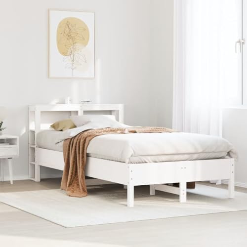 AJJHUUKI Bettgestell ohne Matratze Weiß 90x190 cm Einzelbett Massivholz Kiefer Möbel Betten & Zubehör Betten & Bettrahmen von AJJHUUKI