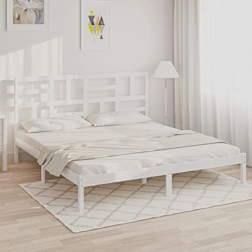 AJJHUUKI Bettgestell ohne Matratze Weiß Massivholz 180x200 cm Super King-Möbel Betten & Zubehör Betten & Bettrahmen AJJHUUKI Bettgestell ohne Matratze Weiß Massivholz 180x200 cm Super King-Möbel Betten & Zubehör Betten & Bettrahmen von AJJHUUKI