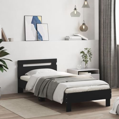 AJJHUUKI Bettgestell ohne Matratze mit Kopfteil schwarz 90x190 cm Einzelmöbel,Betten & Zubehör,Betten & Bettrahmen AJJHUUKI Bettgestell ohne Matratze mit Kopfteil schwarz 90x190 cm Einzelmöbel,Betten & Zubehör,Betten & Bettrahmen von AJJHUUKI