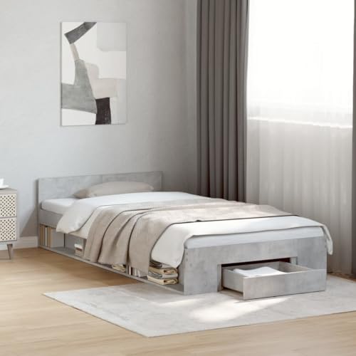 AJJHUUKI Bettrahmen mit Schublade ohne Matratze Beton Grau 75x190 cm kleines Einzelmöbel,Betten & Zubehör,Betten & Bettrahmen AJJHUUKI Bettrahmen mit Schublade ohne Matratze Beton Grau 75x190 cm kleines Einzelmöbel,Betten & Zubehör,Betten & Bettrahmen von AJJHUUKI