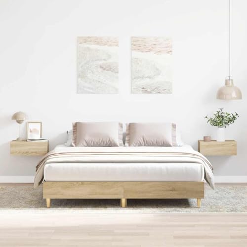 AJJHUUKI Bettrahmen ohne Matratze Sonoma Eiche 140x200 cm Holz-Möbel, Betten & Zubehör, Betten & Bettrahmen AJJHUUKI Bettrahmen ohne Matratze Sonoma Eiche 140x200 cm Holz-Möbel, Betten & Zubehör, Betten & Bettrahmen von AJJHUUKI