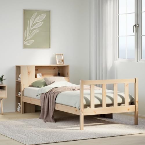 AJJHUUKI Bücherregal Bett ohne Matratze 100x200 cm Massivholz Kiefer Möbel Betten & Zubehör Betten & Bettrahmen von AJJHUUKI