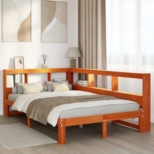 AJJHUUKI Bücherregal Bett ohne Matratze Wachs braun 120x200 cm Massivholz Kiefer Möbel Betten & Zubehör Betten & Bettrahmen AJJHUUKI Bücherregal Bett ohne Matratze Wachs braun 120x200 cm Massivholz Kiefer Möbel Betten & Zubehör Betten & Bettrahmen von AJJHUUKI