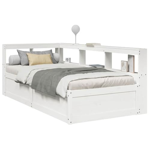 AJJHUUKI Bücherregal Bett ohne Matratze Weiß 90x190cm Massivholz Kiefer Möbel Betten & Zubehör Betten & Bettrahmen AJJHUUKI Bücherregal Bett ohne Matratze Weiß 90x190cm Massivholz Kiefer Möbel Betten & Zubehör Betten & Bettrahmen von AJJHUUKI