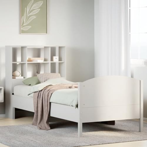 AJJHUUKI Bücherregal Bett ohne Matratze Weiß 90x200cm Massivholz Kiefer Möbel Betten & Zubehör Betten & Bettrahmen AJJHUUKI Bücherregal Bett ohne Matratze Weiß 90x200cm Massivholz Kiefer Möbel Betten & Zubehör Betten & Bettrahmen von AJJHUUKI