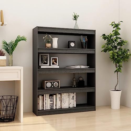 AJJHUUKI Bücherregale & Standregale Bücherschrank Raumteiler Grau 100x30x135,5 cm Kiefer massiv von AJJHUUKI