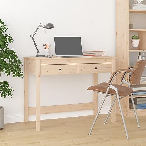 AJJHUUKI Büroschreibtische Schreibtisch mit Schubladen 100x50x78cm Massivholz Kiefer von AJJHUUKI