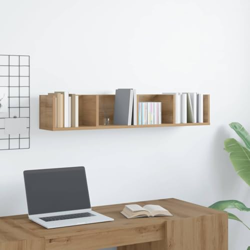 AJJHUUKI CD-Wandregal Artisan Eiche, 100 x 18 x 18 cm, Holz-Möbel, Regal, Wandregale & Leisten von AJJHUUKI