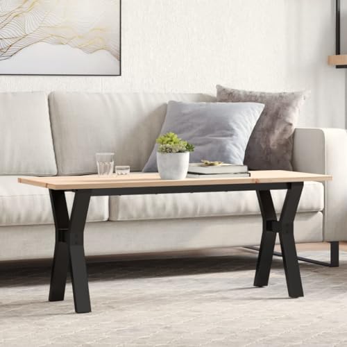AJJHUUKI Couchtisch, Y-Rahmen, 110 x 40 x 45 cm, Massivholz, Kiefer und Stahl, Möbel, Tische, Küchen- und Esszimmertische von AJJHUUKI
