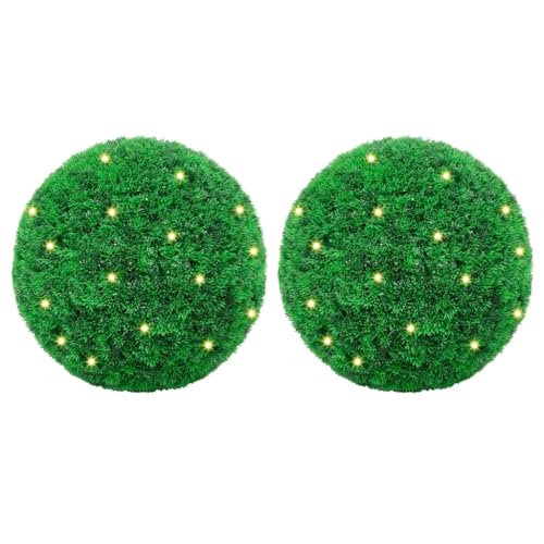 AJJHUUKI Decor-Artificial Flora-Künstliche Buchsbaumkugeln mit LED-Lichtern, 2 Stück, grün, 52 cm AJJHUUKI Decor-Artificial Flora-Künstliche Buchsbaumkugeln mit LED-Lichtern, 2 Stück, grün, 52 cm von AJJHUUKI