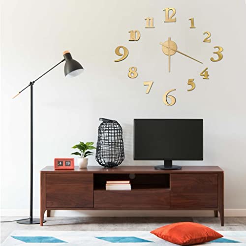 AJJHUUKI Decor-Clocks-Wanduhren-3D Wanduhr Modern Design Gold 100 cm XXL von AJJHUUKI