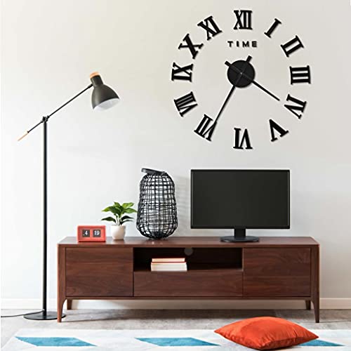 AJJHUUKI Decor-Clocks-Wanduhren-3D Wanduhr Modern Design Schwarz 100cm XXL von AJJHUUKI