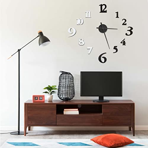 AJJHUUKI Decor-Clocks-Wanduhren-3D Wanduhr Modern Design Schwarz Weiß 100cm XXL von AJJHUUKI