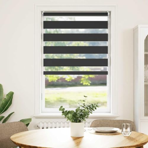 AJJHUUKI Decor-Window Treatments Fensterrollos & Schattierungen, Zebra-Rollo, 90 x 150 cm, Schwarz von AJJHUUKI