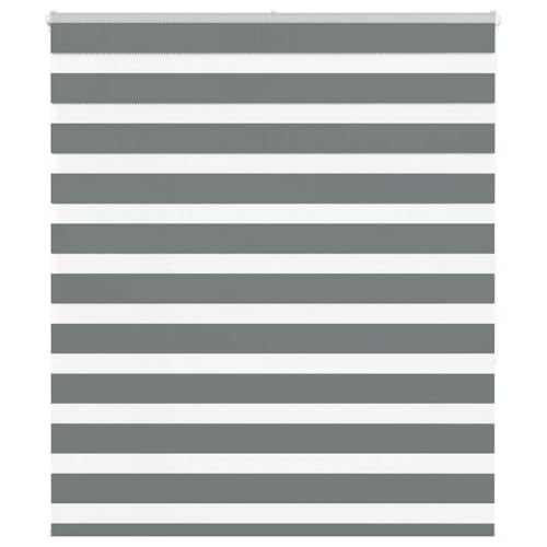 AJJHUUKI Dekor-Fensterrollo, Zebra-Motiv, 120 x 150 cm, Stoffbreite 115,9 cm, Dunkelgrau von AJJHUUKI