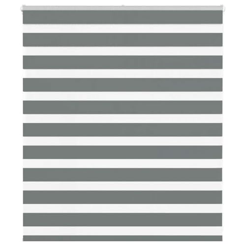 AJJHUUKI Dekor-Fensterrollo, Zebra-Motiv, 130 x 100 cm, Stoffbreite 125,9 cm, Dunkelgrau von AJJHUUKI