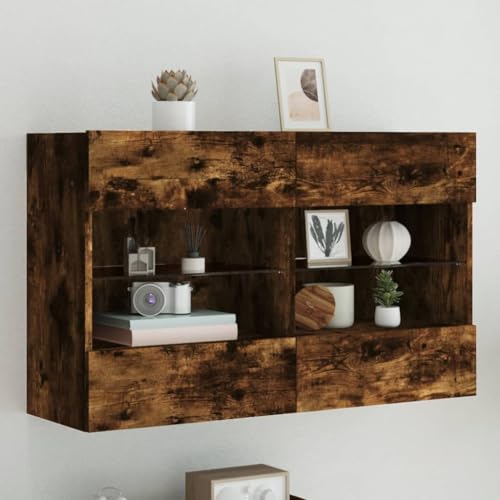 AJJHUUKI Entertainment Centers & TV-Stände-TV-Wandschrank mit LED-Lichtern, Räuchereiche, 98,5 x 30 x 60,5 cm von AJJHUUKI