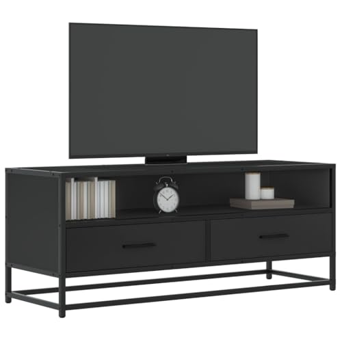 AJJHUUKI Entertainment Centers & TV Stands-TV Cabinet Black 100x34.5x40cm Engineered Wood and Metal von AJJHUUKI