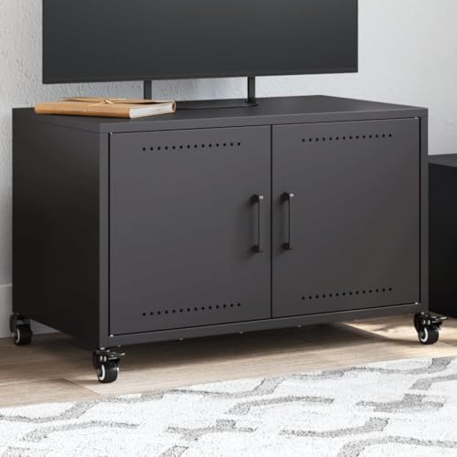 AJJHUUKI Entertainment Centers & TV Stands-TV Cabinet Black 68x39x43.5cm Steel von AJJHUUKI