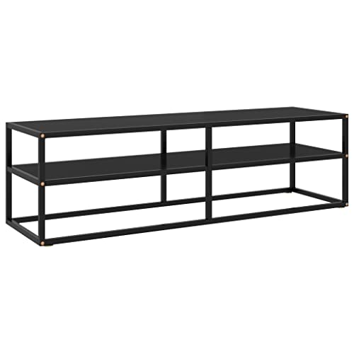 AJJHUUKI Entertainment Centers & TV Stands-TV Schrank Schwarz mit schwarzem Glas 140x40x40cm von AJJHUUKI