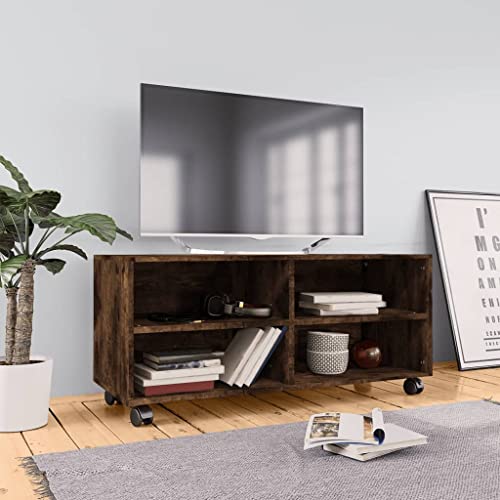 AJJHUUKI Entertainment Centers & TV Stands-TV Schrank mit Rollen Räuchereiche 90x35x35cm Holzwerkstoff AJJHUUKI Entertainment Centers & TV Stands-TV Schrank mit Rollen Räuchereiche 90x35x35cm Holzwerkstoff von AJJHUUKI