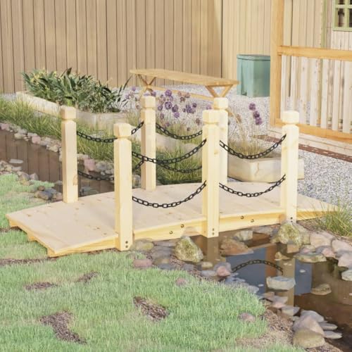 AJJHUUKI Gartenbrücke mit Kettengeländer 150x67x56cm Massivholz Fichte AJJHUUKI Gartenbrücke mit Kettengeländer 150x67x56cm Massivholz Fichte von AJJHUUKI