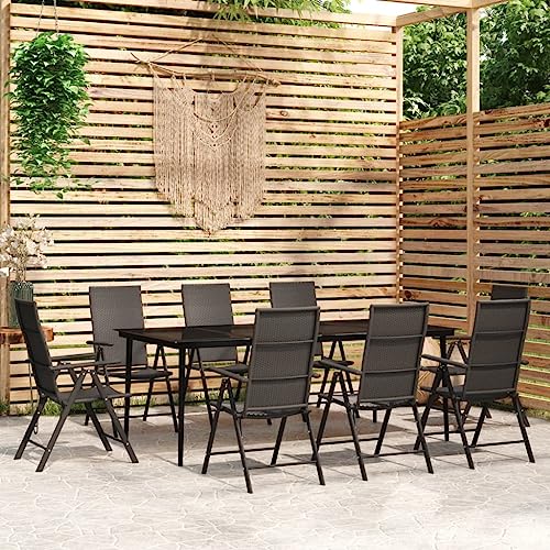AJJHUUKI Gartenmöbel-Set, 9-teilig, Schwarz von AJJHUUKI
