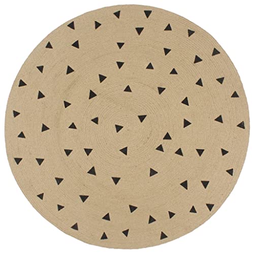 AJJHUUKI Handgefertigter Teppich aus Jute mit Dreiecksdruck, 150 cm von AJJHUUKI