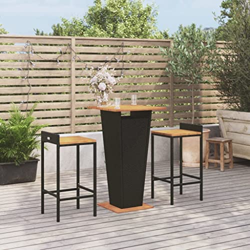 AJJHUUKI Haus-Möbel Set Set Set Möbel Set Set 3-tlg. Gartenset Schwarz Poly Rattan und Massivholz Akazie AJJHUUKI Haus-Möbel Set Set Set Möbel Set Set 3-tlg. Gartenset Schwarz Poly Rattan und Massivholz Akazie von AJJHUUKI