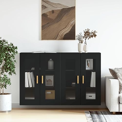 AJJHUUKI Heimschränke und Aufbewahrung, Buffets und Sideboards, Wandschränke, 2 Stück, schwarzes Holzwerkstoff von AJJHUUKI