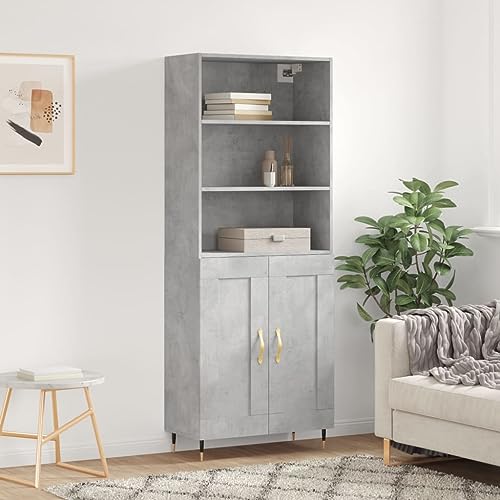 AJJHUUKI Highboard Betongrau, 69,5 x 34 x 180 cm, Holz-Möbel, Schränke & Aufbewahrung, Buffets & Sideboards von AJJHUUKI