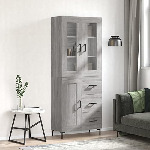AJJHUUKI Highboard Grau Sonoma 69,5 x 34 x 180 cm Holz-Möbel, Schränke & Aufbewahrung, Buffets & Sideboards von AJJHUUKI