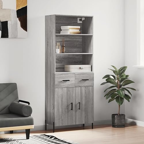 AJJHUUKI Highboard Grau Sonoma 69,5 x 34 x 180 cm Holz-Möbel, Schränke & Aufbewahrung, Buffets & Sideboards von AJJHUUKI