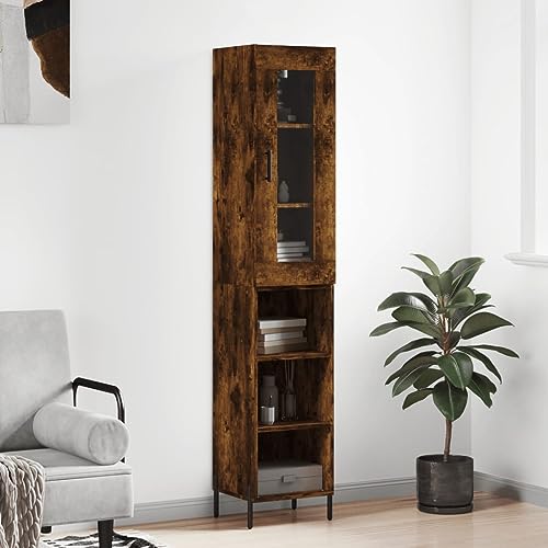 AJJHUUKI Highboard Räuchereiche, 34,5 x 34 x 180 cm, Holz-Möbel, Schränke und Aufbewahrung, Buffets und Sideboards von AJJHUUKI