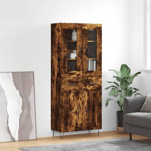 AJJHUUKI Highboard Räuchereiche, 69,5 x 34 x 180 cm, Holz-Möbel, Schränke und Aufbewahrung, Buffets und Sideboards von AJJHUUKI