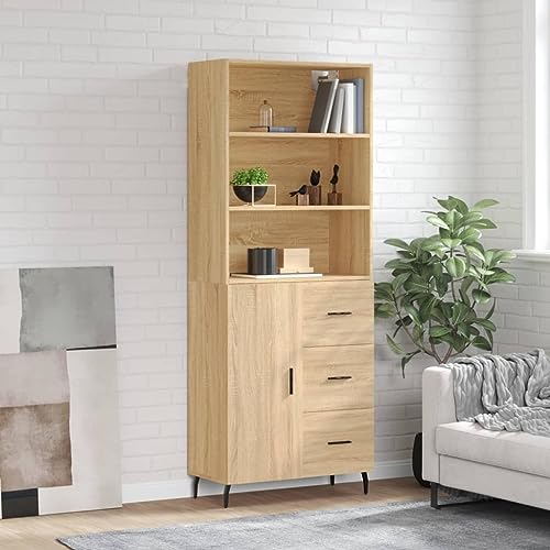 AJJHUUKI Highboard Sonoma Eiche, 69,5 x 34 x 180 cm, Holz-Möbel, Schränke und Aufbewahrung, Buffets und Sideboards von AJJHUUKI