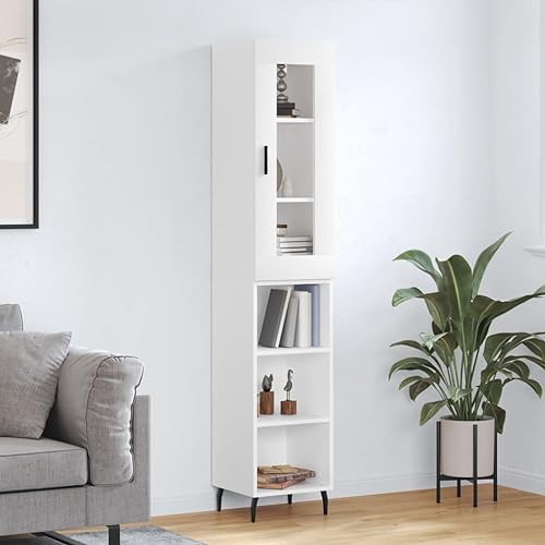 AJJHUUKI Highboard weiß, 34,5 x 34 x 180 cm, Holz-Möbel, Schränke und Aufbewahrung, Buffets und Sideboards von AJJHUUKI