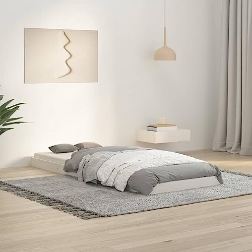 AJJHUUKI Home-Beds & Accessories,Beds & Bed Frames,Bed Frame without Mattress White 75x190 cm Small Single Solid Wood Pine von AJJHUUKI
