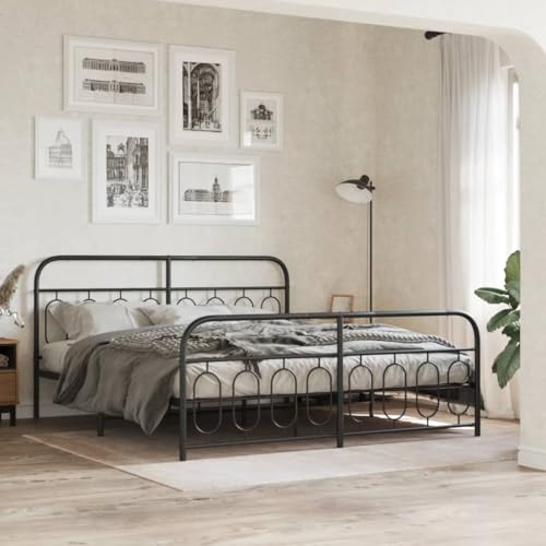 AJJHUUKI Home-Beds & Accessories,Beds & Bed Frames,Metal Bed Frame without Mattress with Footboard Black 183x213cm AJJHUUKI Home-Beds & Accessories,Beds & Bed Frames,Metal Bed Frame without Mattress with Footboard Black 183x213cm von AJJHUUKI