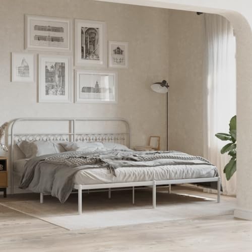 AJJHUUKI Home-Beds & Accessories,Beds & Bed Frames,Metal Bed Frame without Mattress with Headboard White 183x213cm AJJHUUKI Home-Beds & Accessories,Beds & Bed Frames,Metal Bed Frame without Mattress with Headboard White 183x213cm von AJJHUUKI