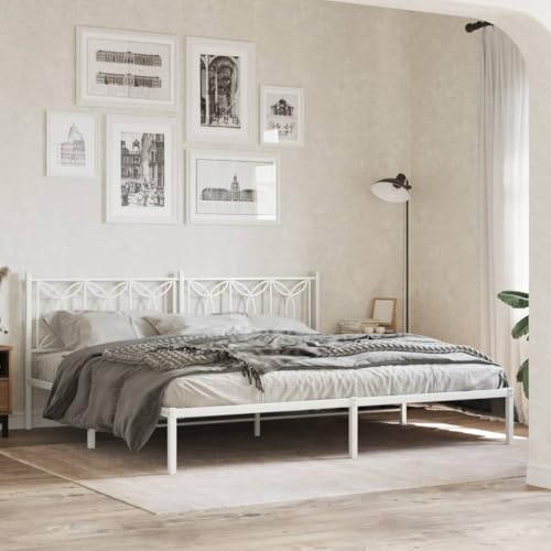 AJJHUUKI Home-Beds & Accessories,Beds & Bed Frames,Metal Bed Frame without Mattress with Headboard White 200x200cm AJJHUUKI Home-Beds & Accessories,Beds & Bed Frames,Metal Bed Frame without Mattress with Headboard White 200x200cm von AJJHUUKI