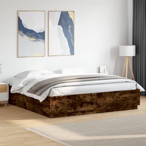 AJJHUUKI Home-Beds & Accessories,Betten & Bettrahmen,Bettrahmen mit LED ohne Matratze, Raucheiche, 180x200 cm, Super King AJJHUUKI Home-Beds & Accessories,Betten & Bettrahmen,Bettrahmen mit LED ohne Matratze, Raucheiche, 180x200 cm, Super King von AJJHUUKI
