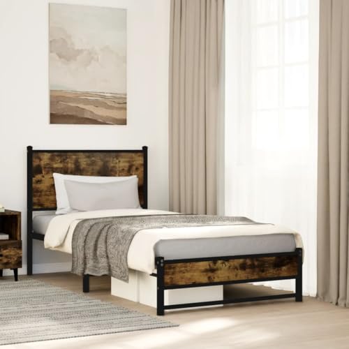 AJJHUUKI Home-Beds & Accessories,Betten & Bettrahmen,Metallbettrahmen ohne Matratze, Raucheiche 100x200 cm AJJHUUKI Home-Beds & Accessories,Betten & Bettrahmen,Metallbettrahmen ohne Matratze, Raucheiche 100x200 cm von AJJHUUKI